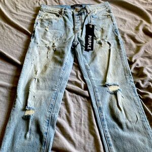 Purple jeans with whote rips